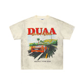DUAA Born To Shine Retro Supercar Vintage Off White Washed T-Shirt