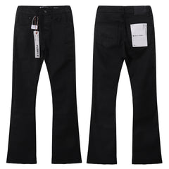 Purple‑Brand Solid Black Coated Flare Jeans