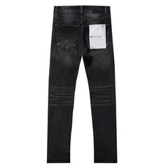 Purple‑Brand Black Faded Printed Distressed Straight Leg Jeans