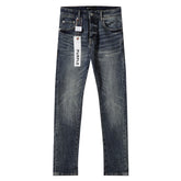 Purple‑Brand Vintage Blue Crackle Wash Straight Leg Jeans
