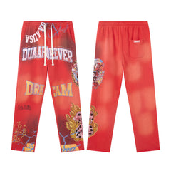DUAA Forever Dice Flame Red Gradient Straight Sweatpants