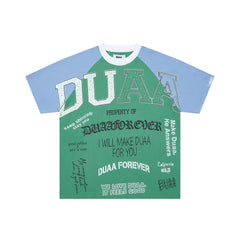 DUAA Forever Green Blue Raglan Cropped T-Shirt