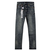 Purple‑Brand Vintage Blue White Paint Splatter Straight Leg Jeans