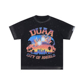 DUAA City Of Angels Retro Angel Vintage Black Washed T-Shirt