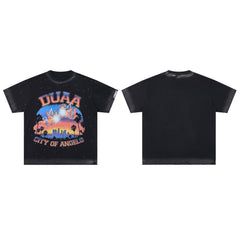 DUAA City Of Angels Retro Angel Vintage Black Washed T-Shirt