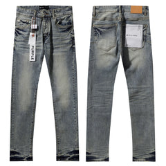 Purple‑Brand Vintage Faded Sand Wash Straight Leg Denim Jeans