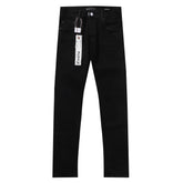 Purple‑Brand Black Wrinkle Effect Straight Leg Denim Jeans
