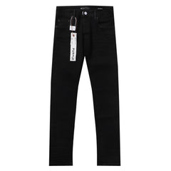 Purple‑Brand Black Wrinkle Effect Straight Leg Denim Jeans
