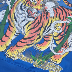 DUAA Angel Tiger Vintage Washed Blue Zip Up Hoodie