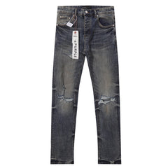 Purple‑Brand Vintage Blue Multi Frayed Ripped Straight Jeans