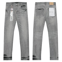 Purple‑Brand Grey Vintage Whisker Straight Leg Jeans