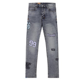 Ksubi Multi Patches Grey Washed Slim Jeans