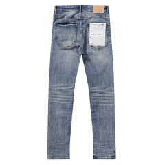 Purple‑Brand Light‑Medium Blue Whisker Faded Straight Leg Jeans