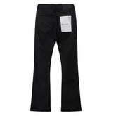 Purple‑Brand Solid Black Coated Flare Leg Jeans