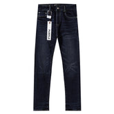 Purple‑Brand Raw Dark Indigo Whisker Straight Leg Jeans