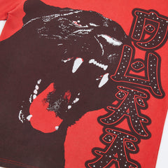 DUAA Roaring Panther Vintage Red Washed Graphic T-Shirt