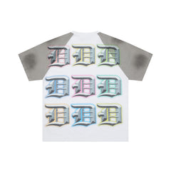 DUAA Multi Color Gothic Letter Raglan Cropped T-Shirt