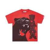 DUAA Roaring Panther Vintage Red Washed Graphic T-Shirt