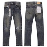 Purple‑Brand Vintage Blue Multi Frayed Ripped Straight Jeans