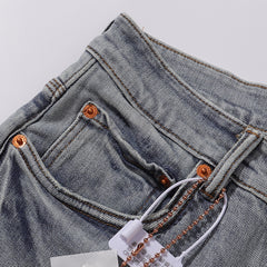 Purple‑Brand Light Vintage Gradient Hem Straight Leg Jeans