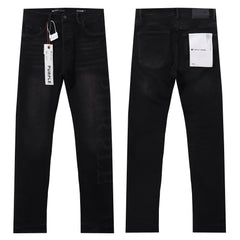 Purple‑Brand Rhinestone Letter Logo Straight Leg Jeans