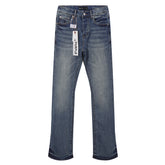Purple‑Brand Vintage Blue Whisker Flare Jeans