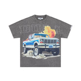 DUAA Retro Pickup Truck Cash Flame Rhinestone Vintage Washed T-Shirt