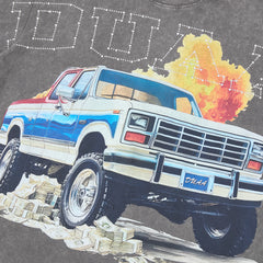 DUAA Retro Pickup Truck Cash Flame Rhinestone Vintage Washed T-Shirt