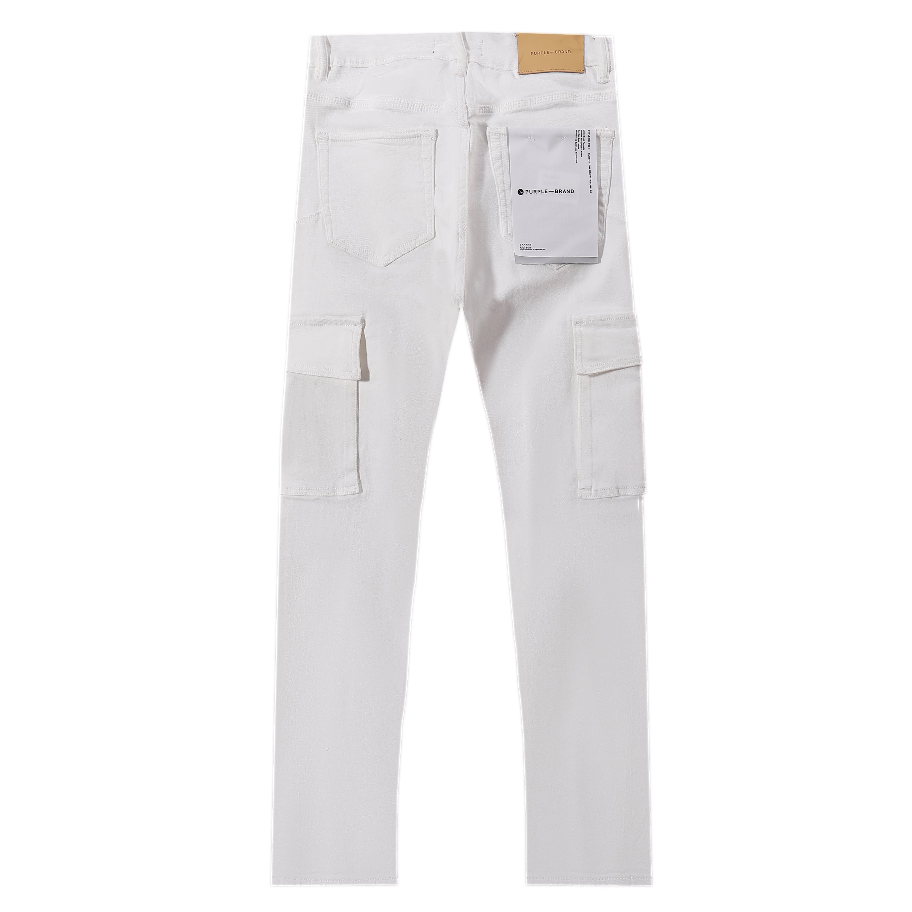 Purple‑Brand White Cargo Straight Leg Jeans