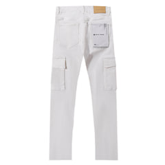 Purple‑Brand White Cargo Straight Leg Jeans
