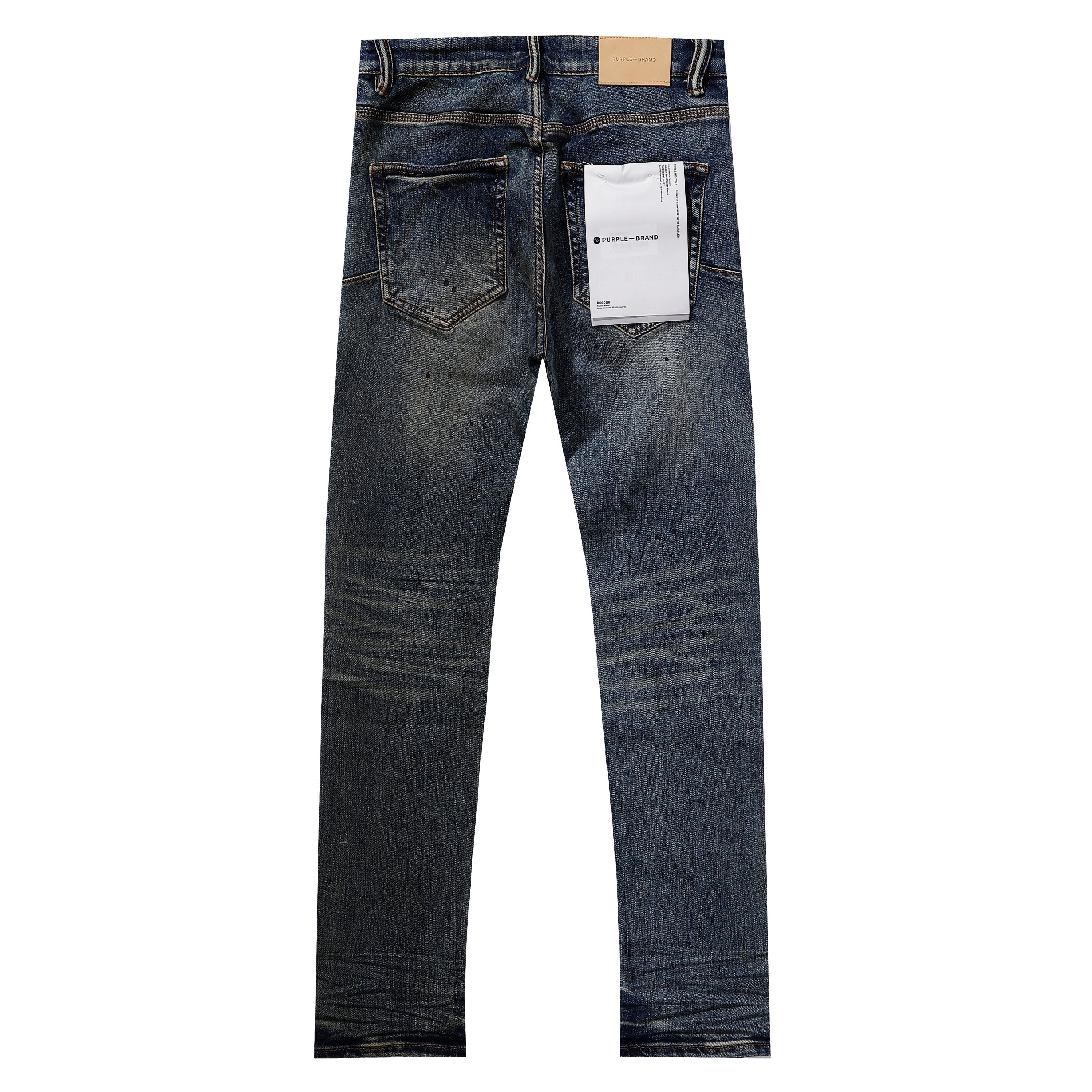 Purple‑Brand Dark Wash Stitch Graffiti Straight Leg Jeans