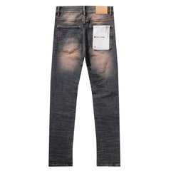 Purple‑Brand Vintage Brown‑Tone Heavy Distressed Frayed Straight Leg Jeans