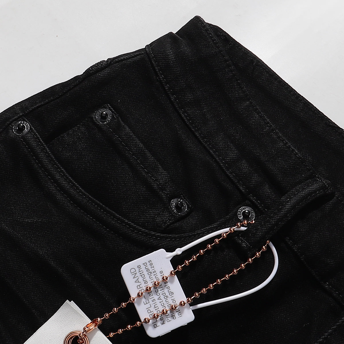Purple‑Brand Black Wrinkle Effect Straight Leg Denim Jeans