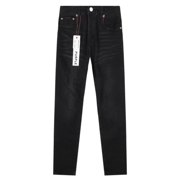 Purple‑Brand Black Faded Whisker Straight Leg Jeans