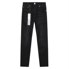 Purple‑Brand Black Faded Whisker Straight Leg Jeans