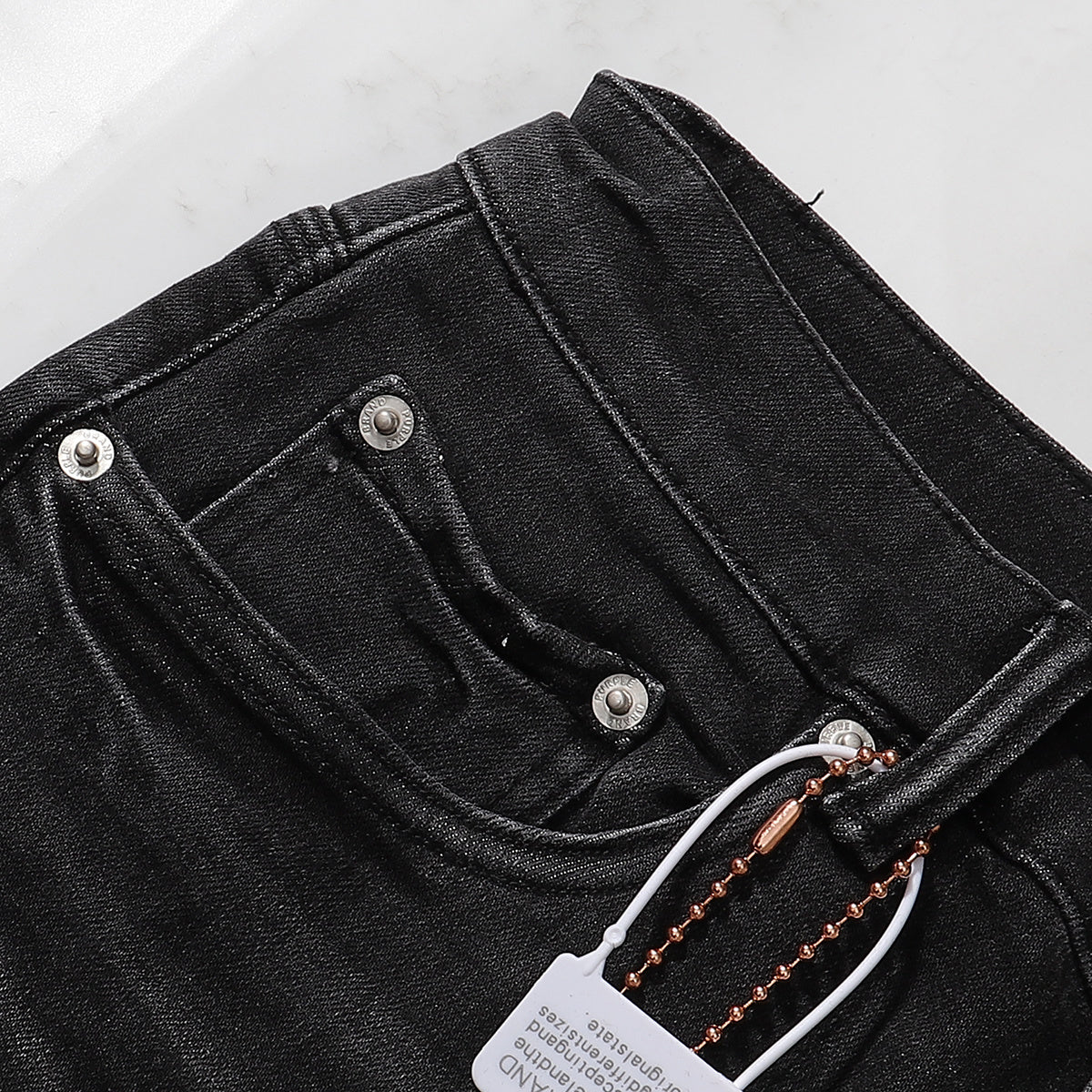 Purple‑Brand Black Faded Minimal Slit Rip Straight Leg Jeans