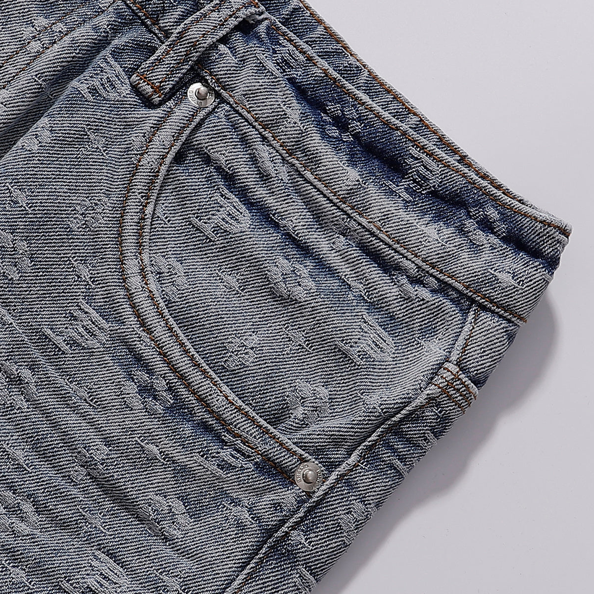 Purple‑Brand Monogram Jacquard Straight Leg Jeans