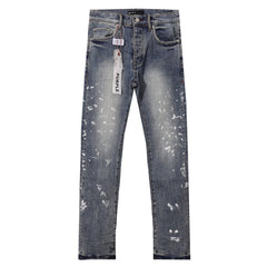 Purple‑Brand Vintage Blue White Paint Splatter Straight Jeans