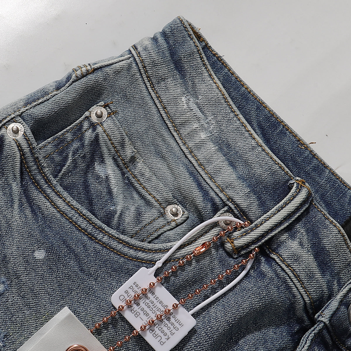 Purple‑Brand Heavy Distressed Ripped Paint Splatter Straight Leg Jeans