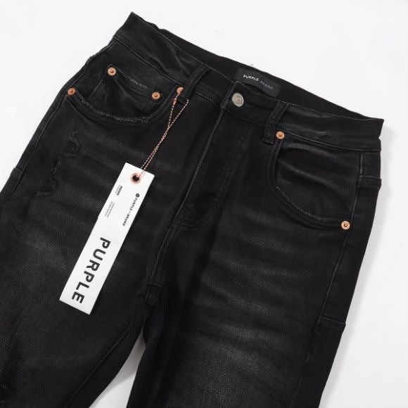 Purple‑Brand Black Faded Whisker Straight Leg Jeans