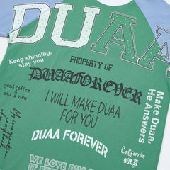 DUAA Forever Green Blue Raglan Cropped T-Shirt