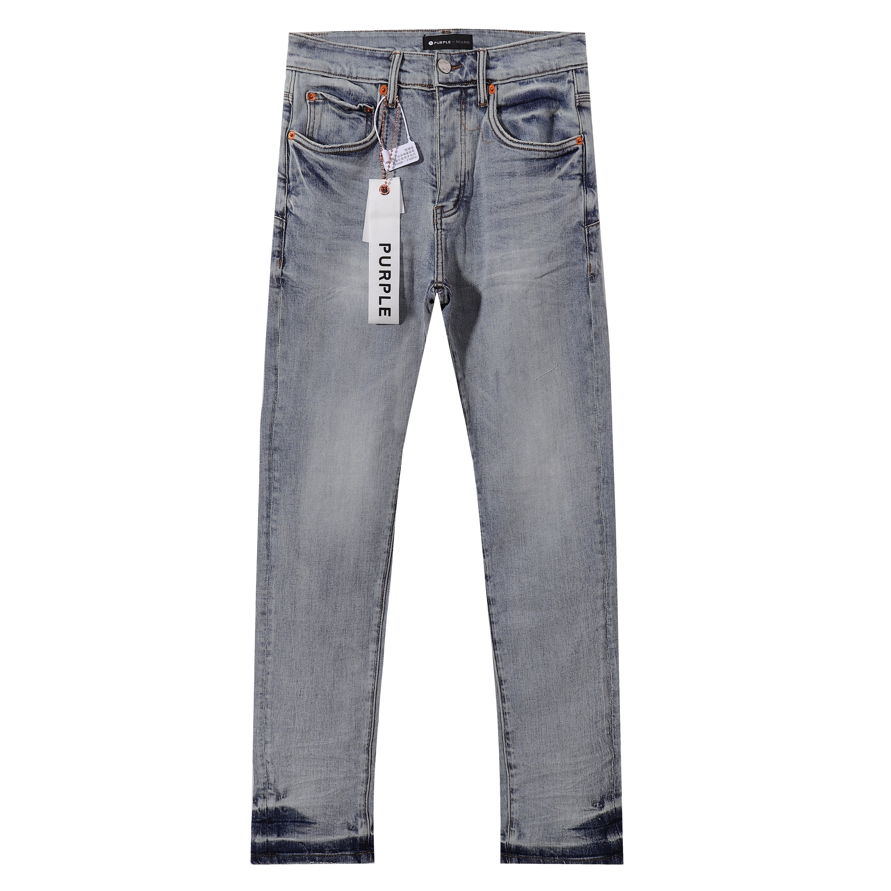 Purple‑Brand Light Vintage Gradient Hem Straight Leg Jeans