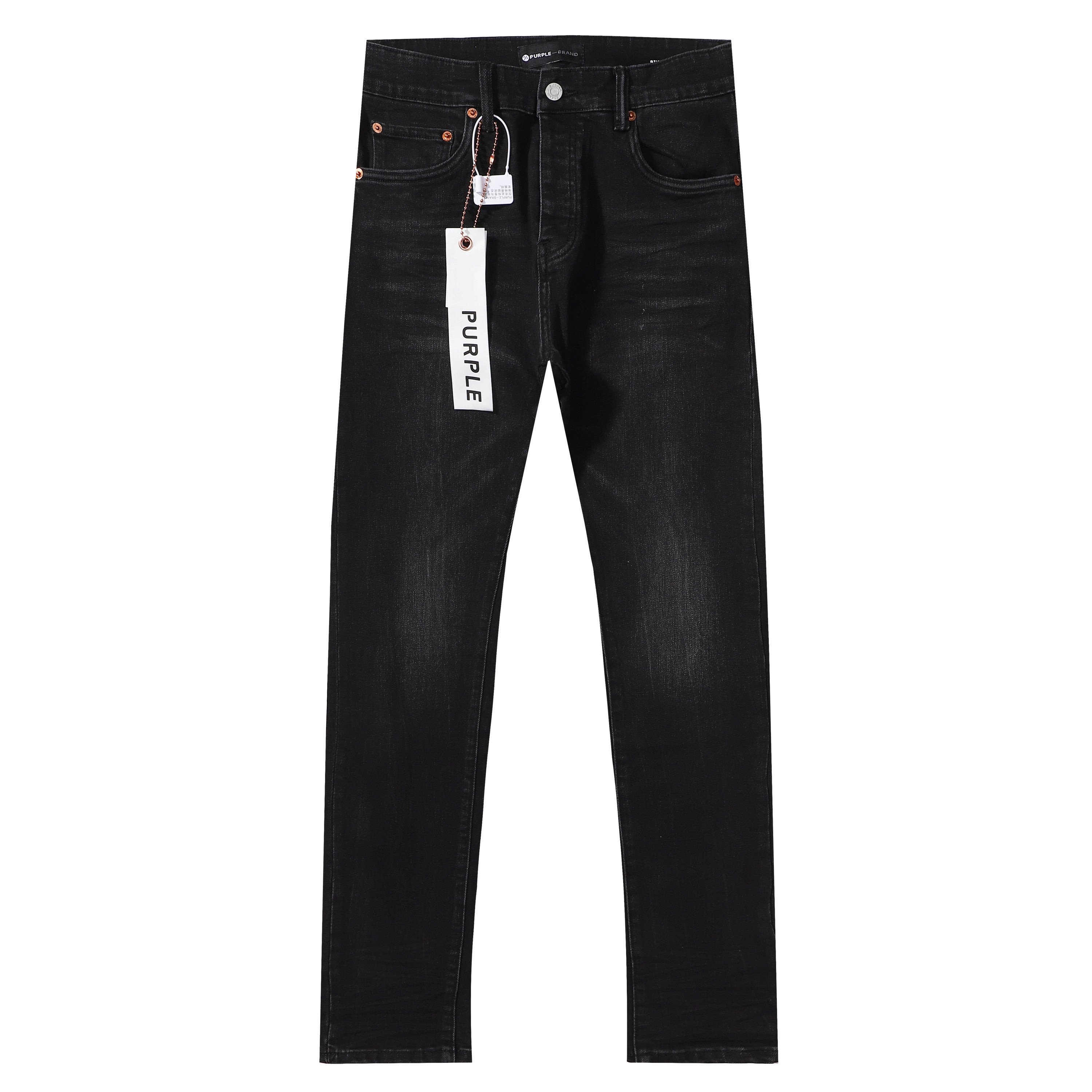 Purple‑Brand Black Gradient Whisker Straight Leg Jeans