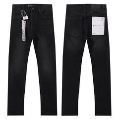 Purple‑Brand Black Shadow Whisker Wash Straight Leg Jeans