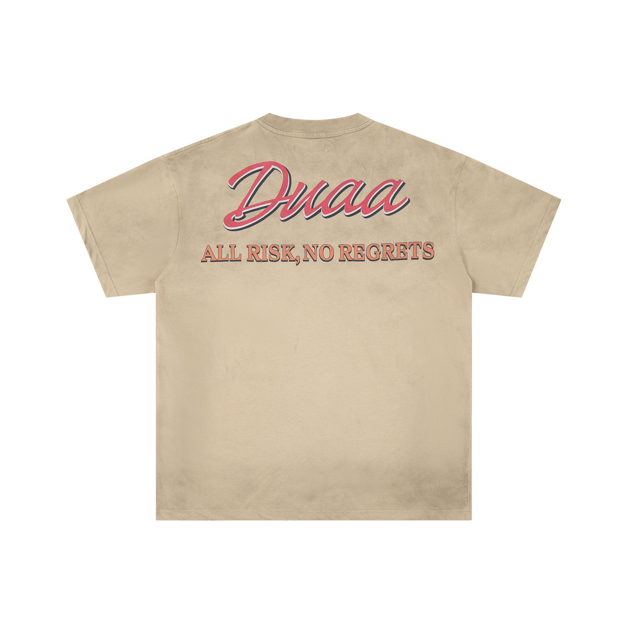 DUAA All Risk No Regrets Retro Classic Car Vintage Khaki Washed T-Shirt