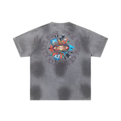 DUAA All Wired Psychedelic Organ Graphic Vintage Grey Cloud Washed T-Shirt