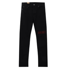 Ksubi Red Outline Logo Embroidered Black Slim Jeans