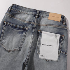Purple‑Brand Light Wash Ripped Repair White Paint Splatter Straight Jeans