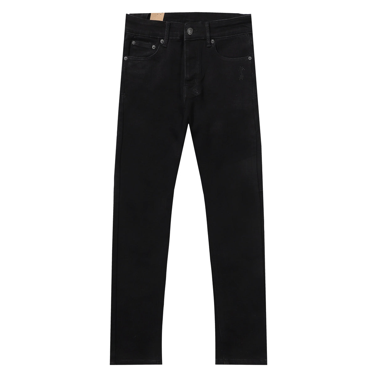 Ksubi Solid Black Mini Cross Embroidery Slim Jeans