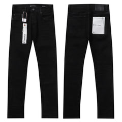 Purple‑Brand Solid Black Clean Straight Leg Denim Jeans